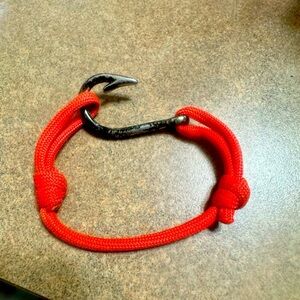 Fish Hook Bracelet Fishing Hunting Unisex Country Redneck Adjustable Orange